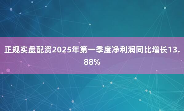 正规实盘配资2025年第一季度净利润同比增长13.88%